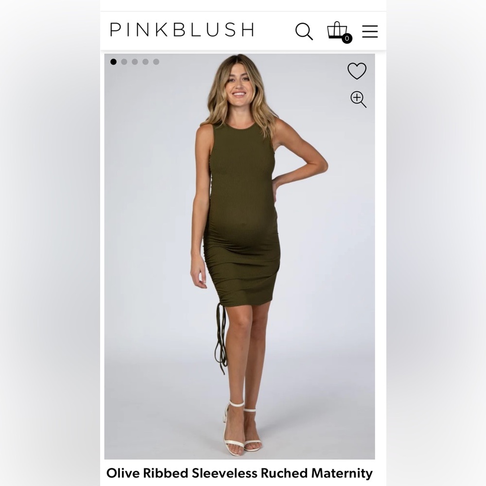 Olive ribbed sleeveless maternity dress pinkblush size small